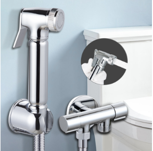 بخاخ بيديت محمول من النحاس الصلب مع رأس دش - مسدس مياه لتنظيف الحمام بالضغط العالي