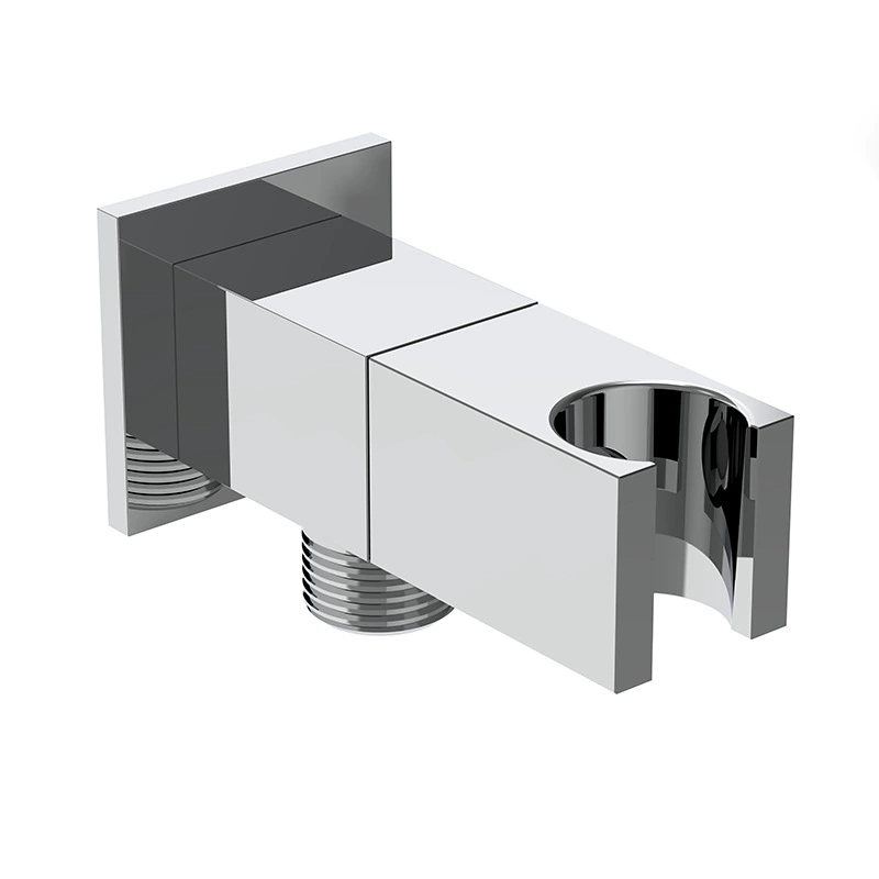 صمام زاوية مربع من النحاس الصلب السميك مع حامل دش، صمام إيقاف مستقيم 1/2 بوصة لرذاذ البيديت والدش المحمول، تركيب سباكة الحمام